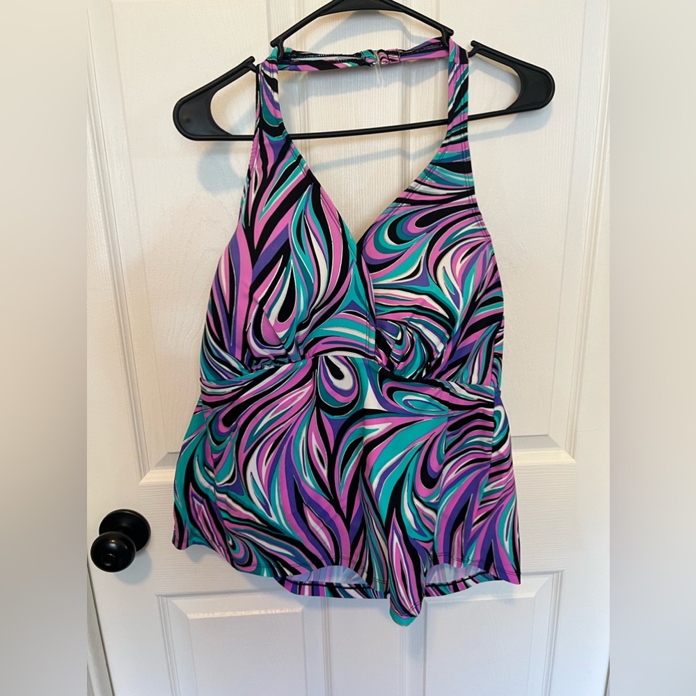 NWOT Suddenly Slim by Catalina WomensTankini halter plus Sz 2x 18/20 swim top